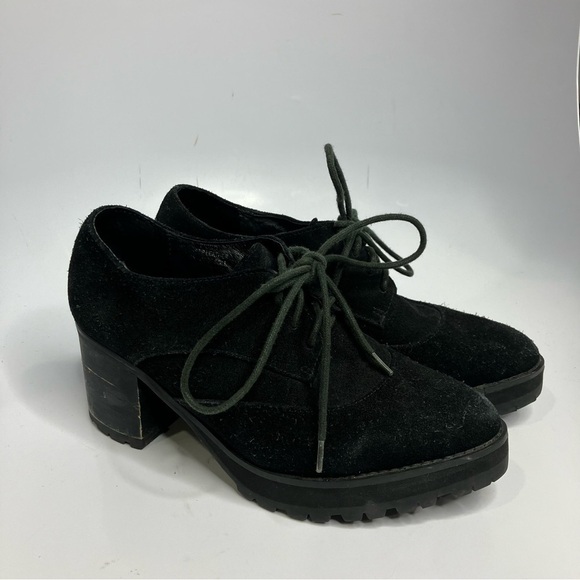 Jeffrey Campbell Havanas last KIDDO black suede block heel Oxford shoes size 7.5 - Picture 2 of 12